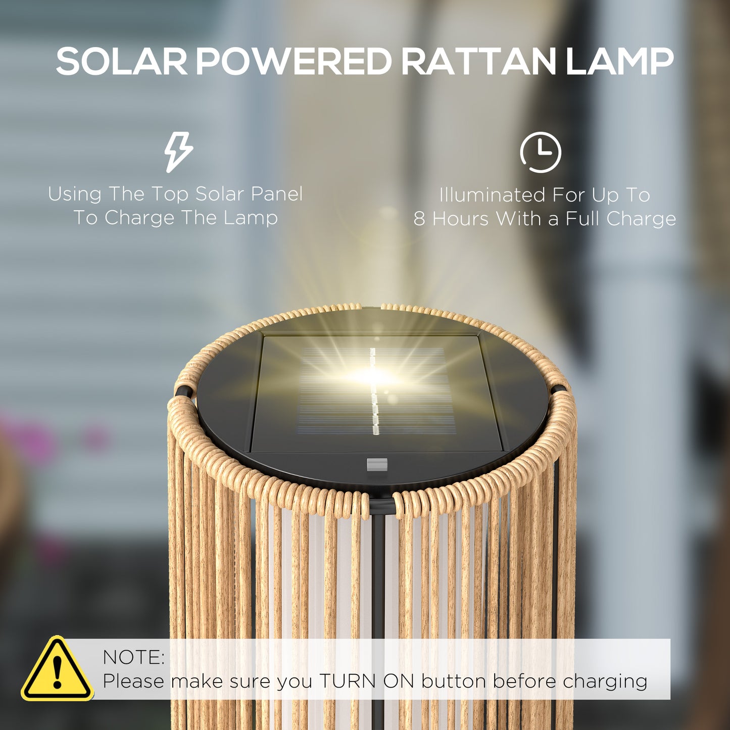 Garden Solar Powered Lights Woven Wicker Lantern Auto On/Off, Beige