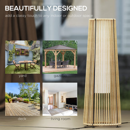 Garden Solar Powered Lights Woven Wicker Lantern Auto On/Off, Beige