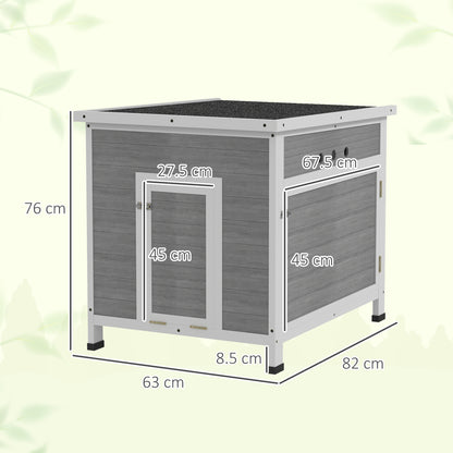 Wooden Duck House, Raised Poultry Coop with Ramp, Double Doors, Openable Asphalt Roof, Ventilation Holes, Removable Base, for 2-4 Ducks, Chickens, Geese, Light Grey