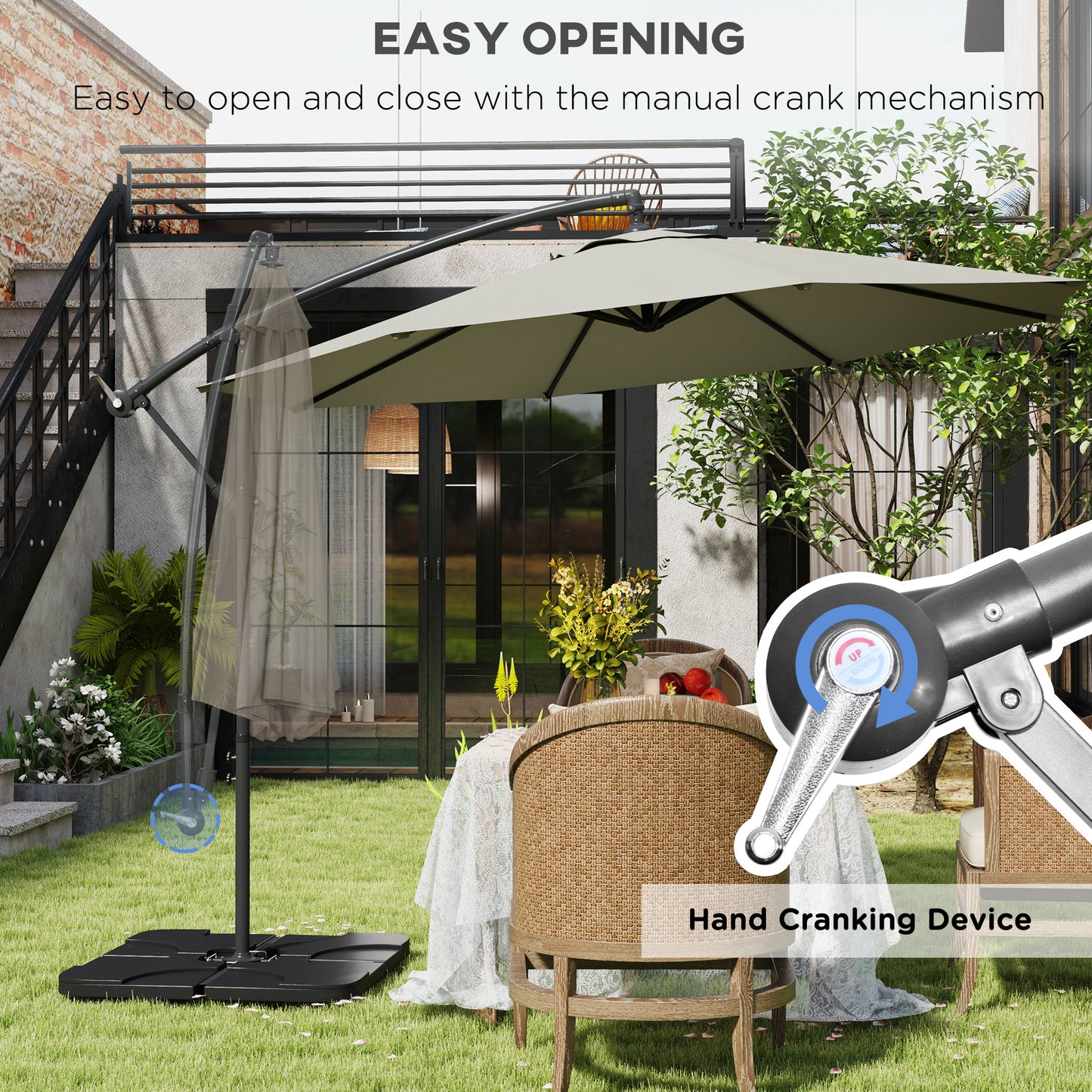 3(m) Banana Parasol Cantilever Umbrella Garden w/ Base Weights