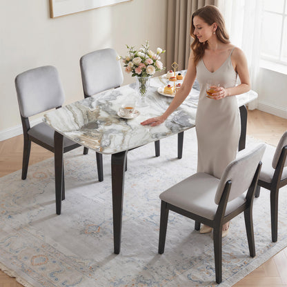 Dining Table for 4, Kitchen Table with Sintered Stone Tabletop, White