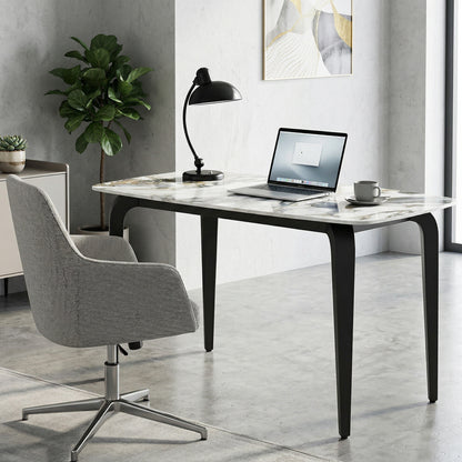 Dining Table for 4, Kitchen Table with Sintered Stone Tabletop, White