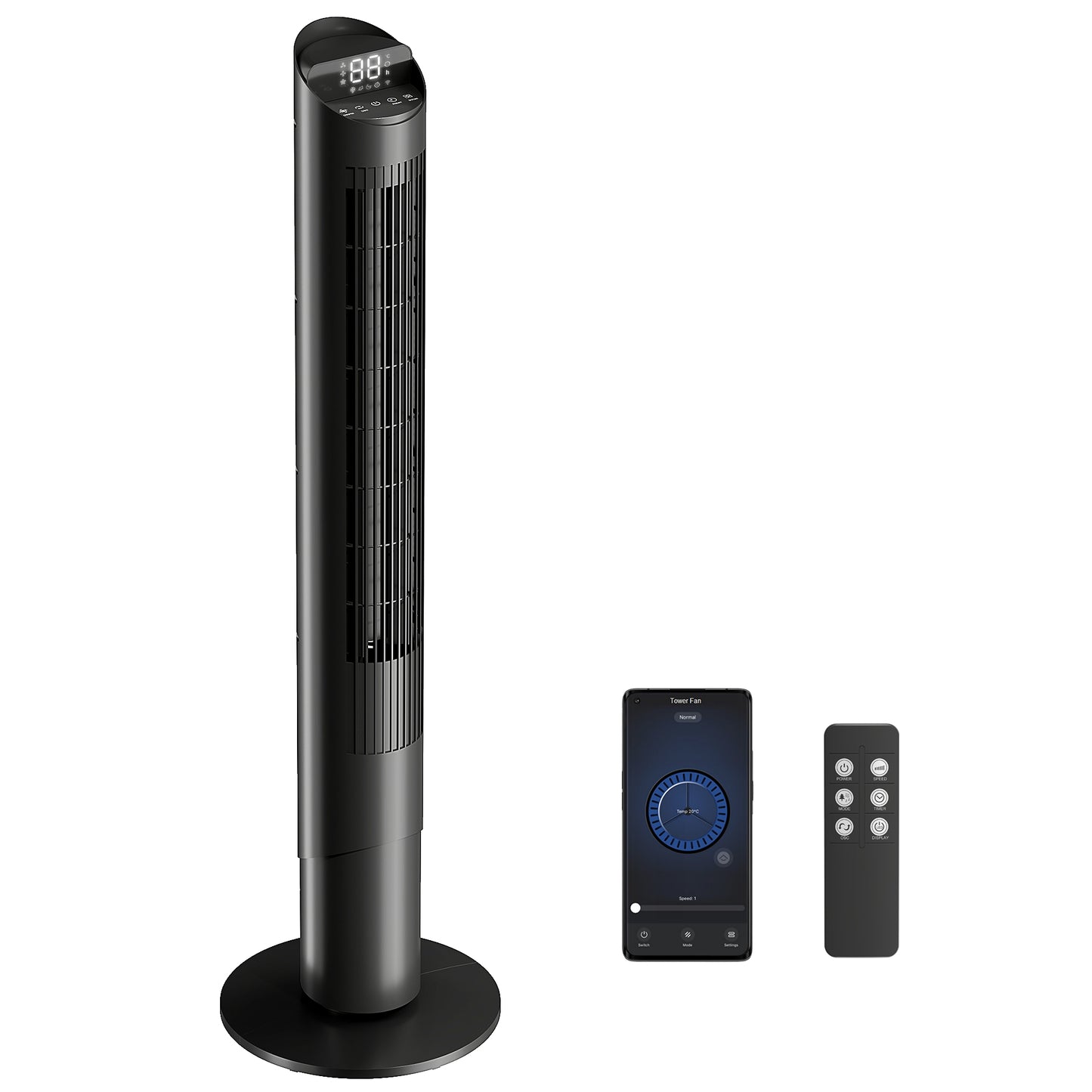 Tower Fan WiFi App Control 101.8 cm Black