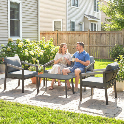 4 Seater Aluminium Garden Furniture Set, Outdoor Patio Furniture