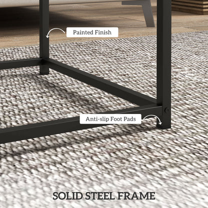 Coffee Table Set of 2, Nest of Tables with 3.5cm Thick Tabletop, Grey