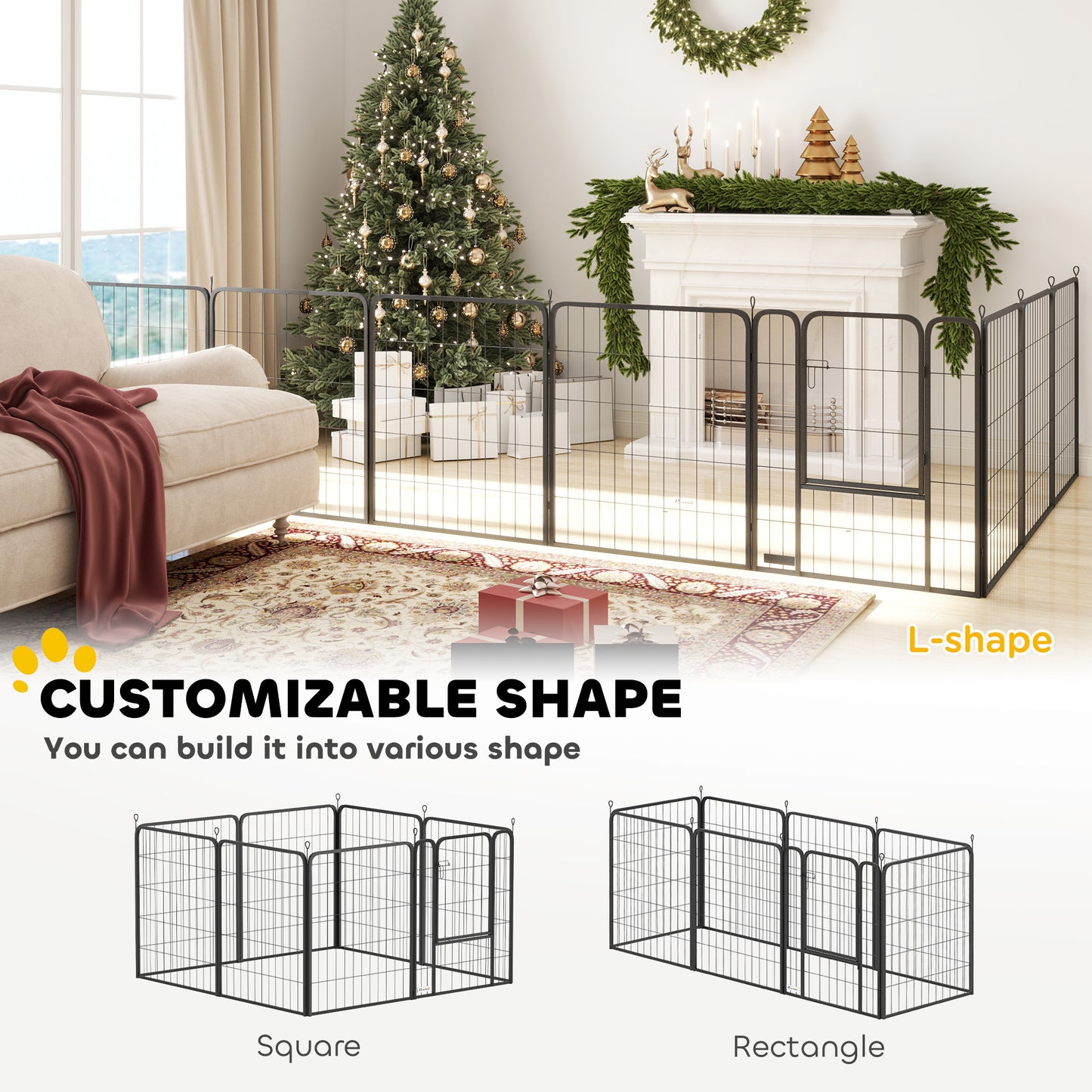 Dog Playpen, 6 Panels Puppy Pen Dog Playpen, 60cm High, Black