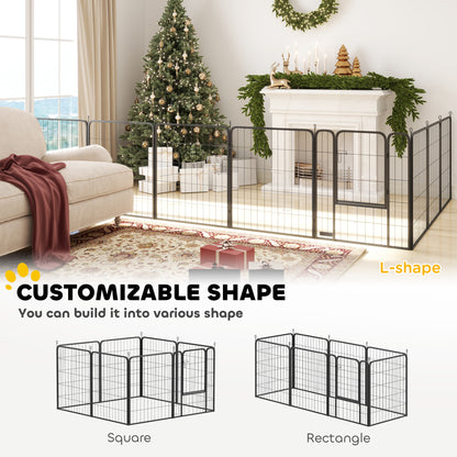 Dog Playpen, 6 Panels Puppy Pen Dog Playpen, 60cm High, Black