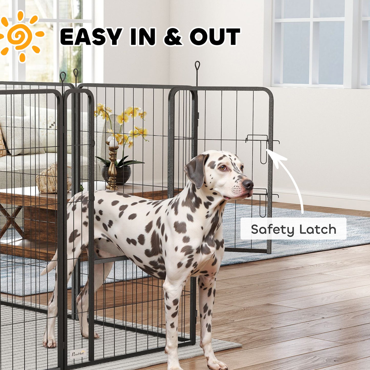 Dog Playpen, 6 Panels Puppy Pen Dog Playpen, 60cm High, Black