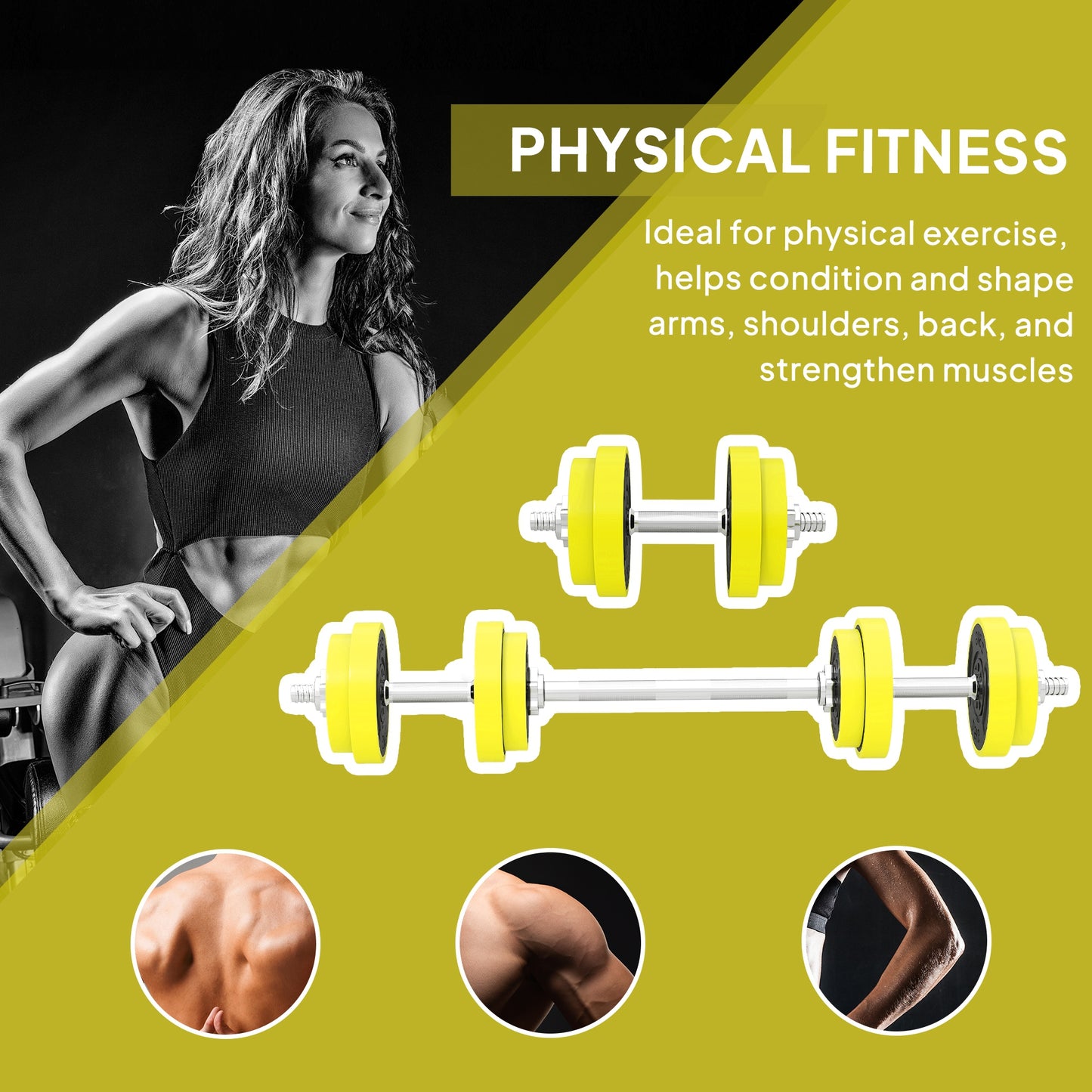 Adjustable 20KGS Barbell & Dumbbell Set for Home Gym, Yellow