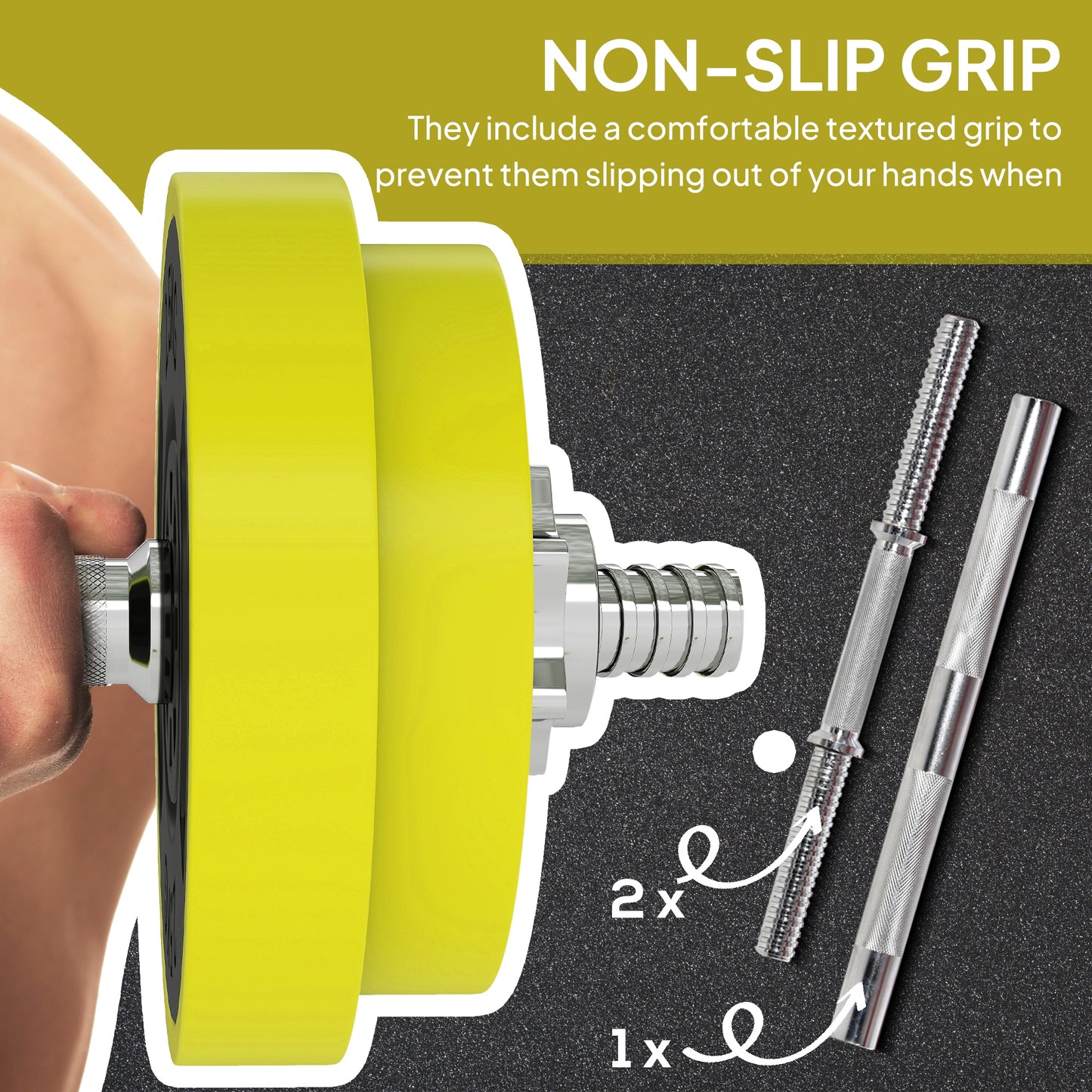 Adjustable 20KGS Barbell & Dumbbell Set for Home Gym, Yellow