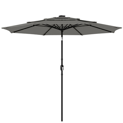 Garden Parasol, Outdoor Umbrella with Tilt Function, Grey