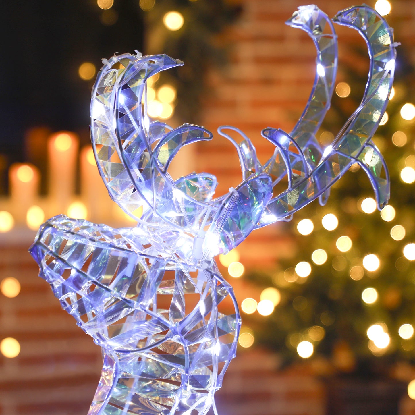 Lighted Christmas Reindeer with Sleigh, Waterproof Holiday Decor