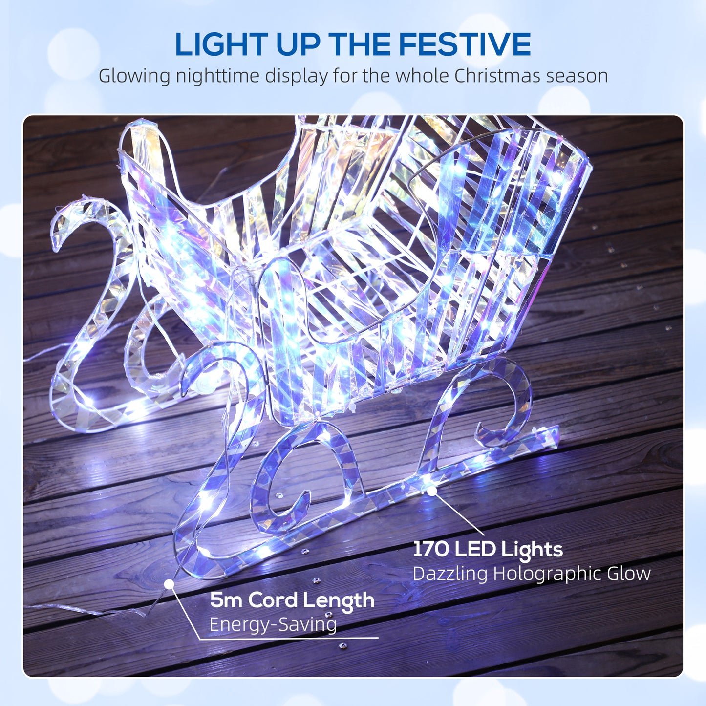 Lighted Christmas Reindeer with Sleigh, Waterproof Holiday Decor