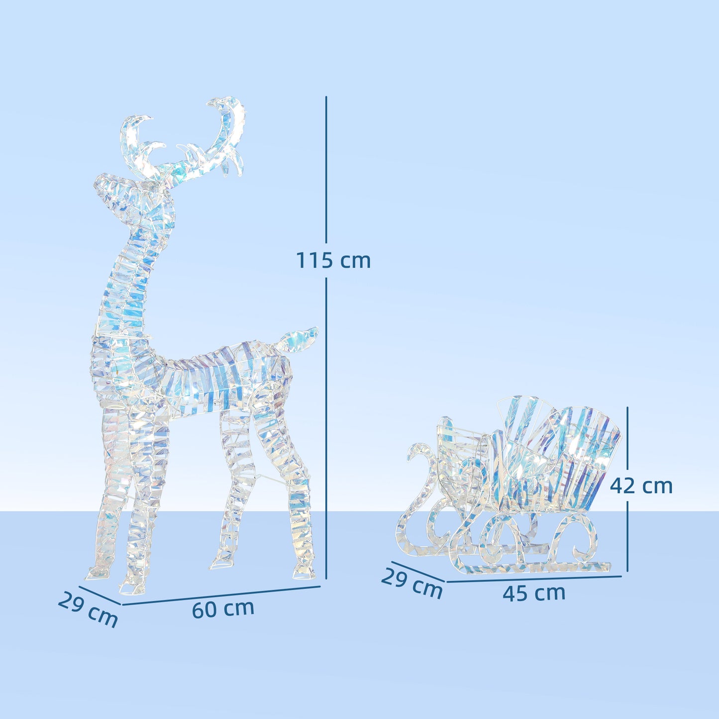 Lighted Christmas Reindeer with Sleigh, Waterproof Holiday Decor
