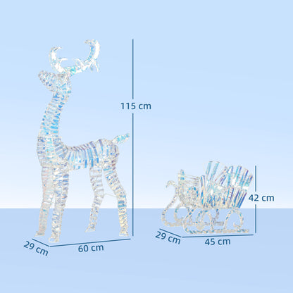 Lighted Christmas Reindeer with Sleigh, Waterproof Holiday Decor