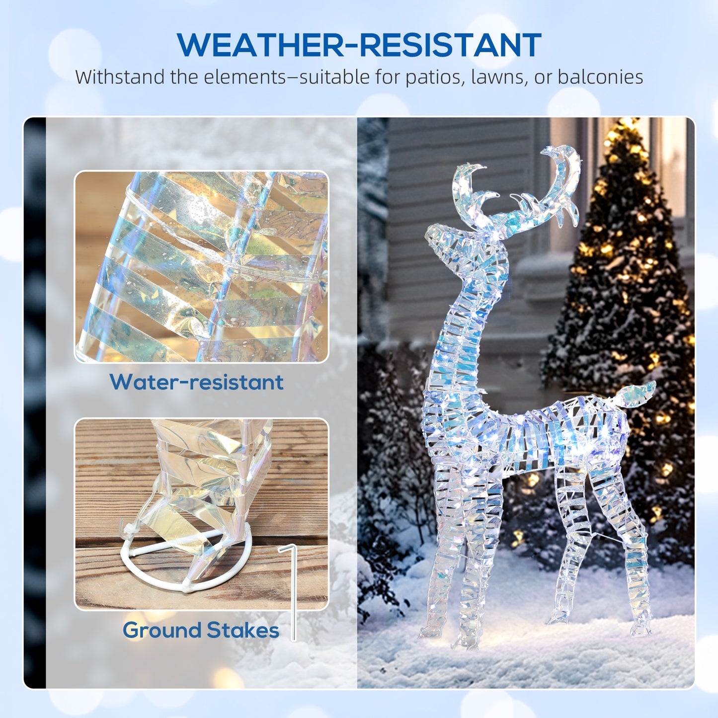 Lighted Christmas Reindeer with Sleigh, Waterproof Holiday Decor