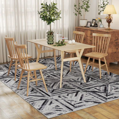 Non-Slip Washable Rug, Chenille Floor Carpet for Living Room, Black