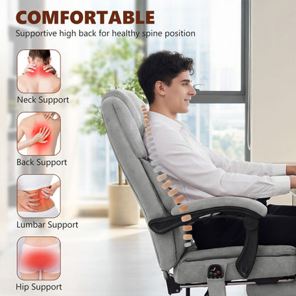 Executive Office Chair, Desk Chair with Massage and Heat, Grey