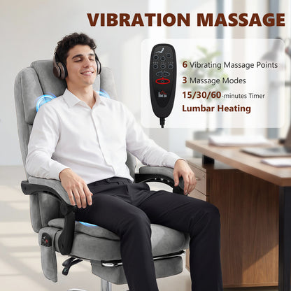 Executive Office Chair, Desk Chair with Massage and Heat, Grey