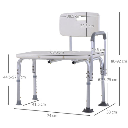 Height Adjustable Shower Chair with Suction Cup Feet Armrest Backrest