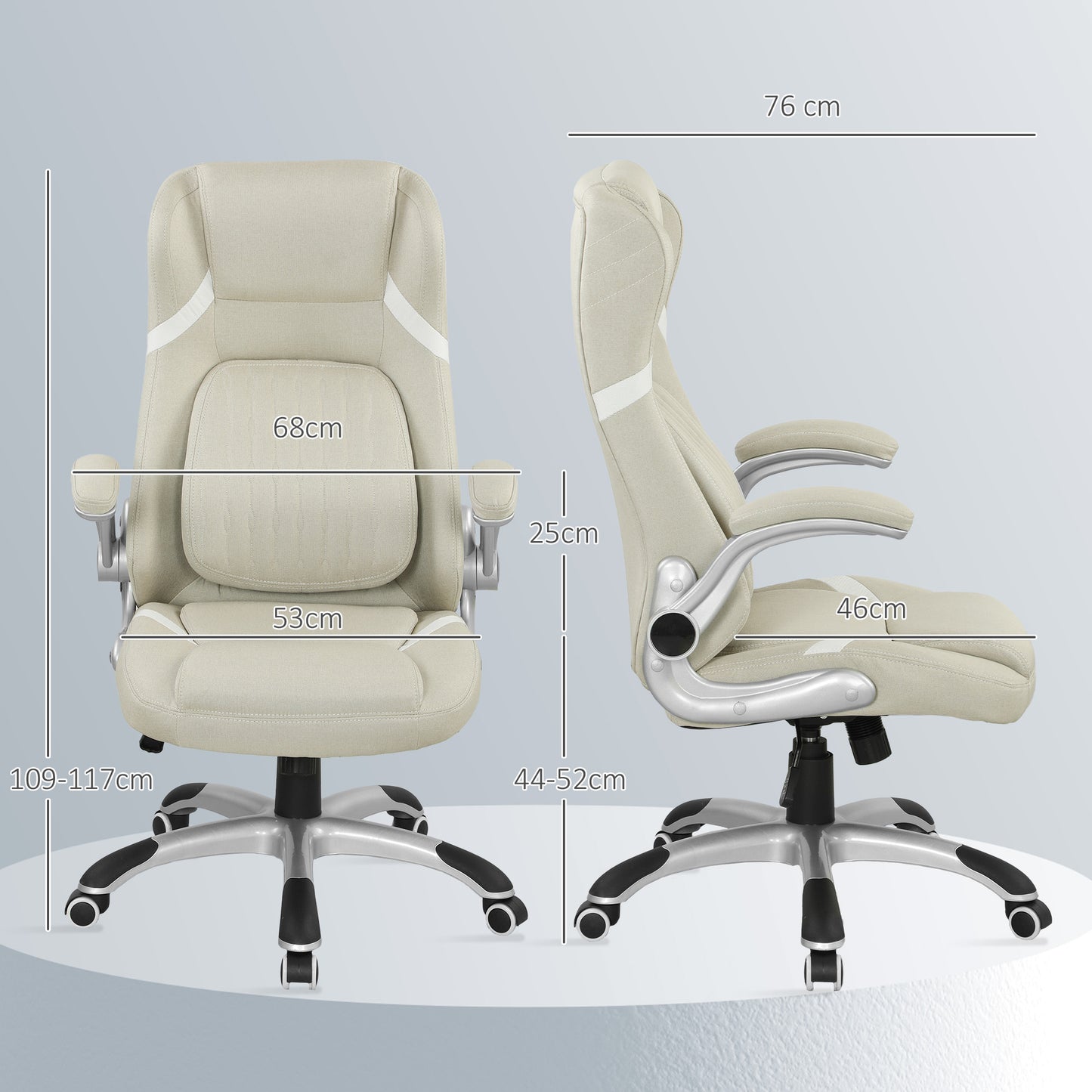 Fabric Office Desk Chair w/ Adjustable Height Tilt Function Beige
