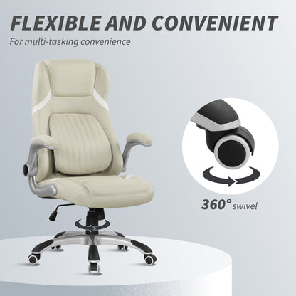 Fabric Office Desk Chair w/ Adjustable Height Tilt Function Beige
