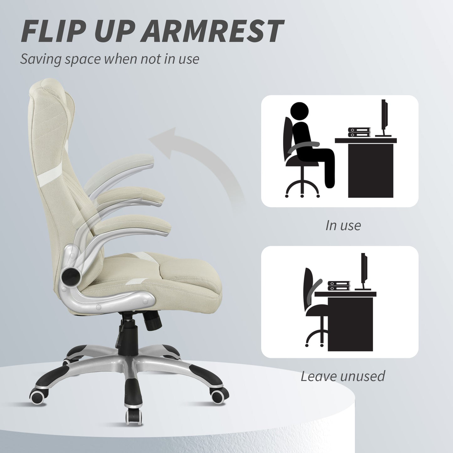 Fabric Office Desk Chair w/ Adjustable Height Tilt Function Beige
