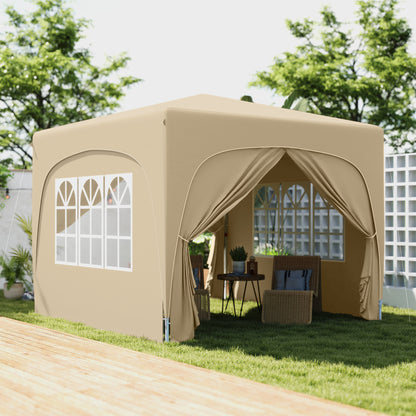 3 x 3(m) UPF50+ Pop Up Gazebo with Sides and Carry Bag, Sand