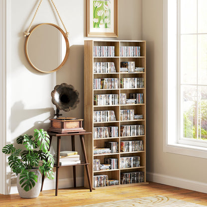 640 CD Storage Unit 360 DVD Storage Tower w/ 18 Compartments Natural