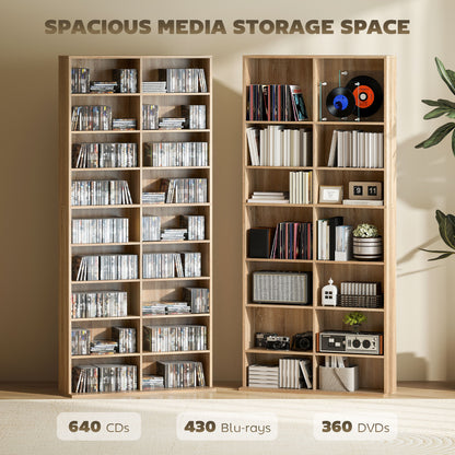 640 CD Storage Unit 360 DVD Storage Tower w/ 18 Compartments Natural