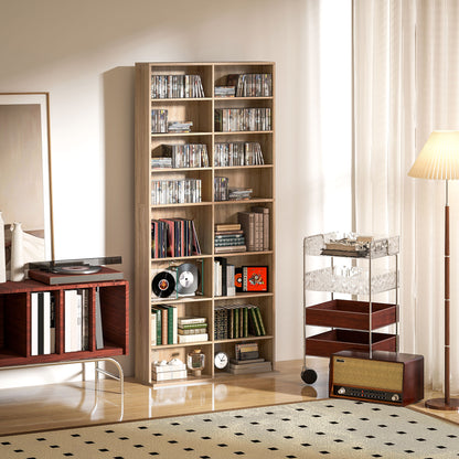 640 CD Storage Unit 360 DVD Storage Tower w/ 18 Compartments Natural