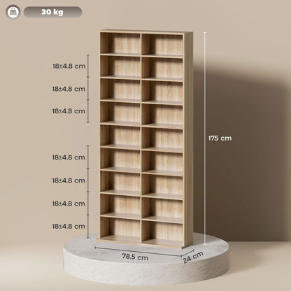 640 CD Storage Unit 360 DVD Storage Tower w/ 18 Compartments Natural