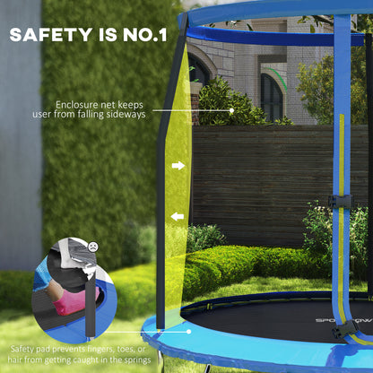 8ft Trampoline with Safety Enclosure Net, Steel Frame Outdoor Trampoline, with Edge, Safety Cover
