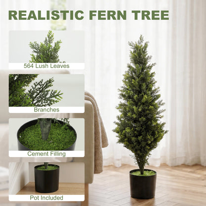 Set of 2 Decorative Artificial Plants Cypress in Weighted Pot, 90 cm Tall Fake Plant with 564 Leaves for Home Indoor Outdoor Decor