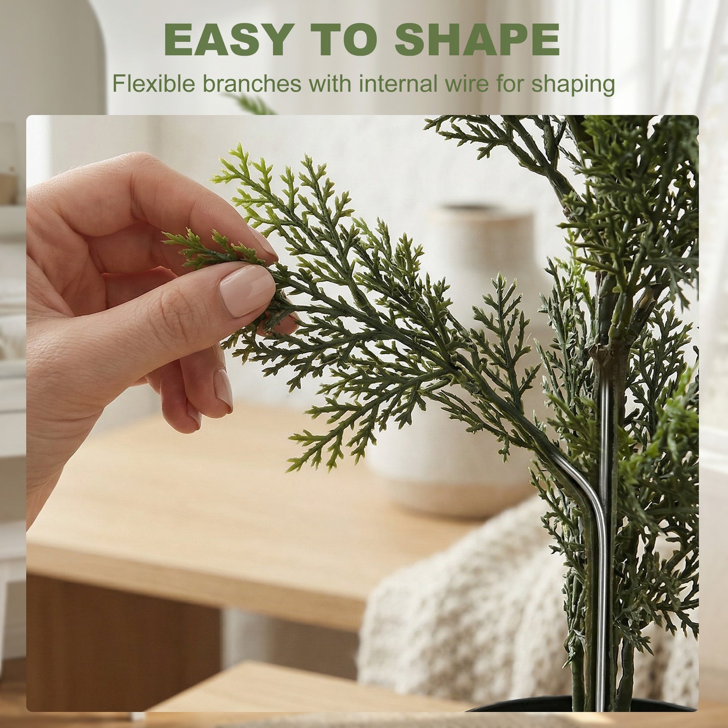 Set of 2 Decorative Artificial Plants Cypress in Weighted Pot, 90 cm Tall Fake Plant with 564 Leaves for Home Indoor Outdoor Decor