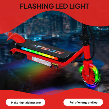 Electric Scooter for 6-14 with Dual Brakes & Colourful Light, Red