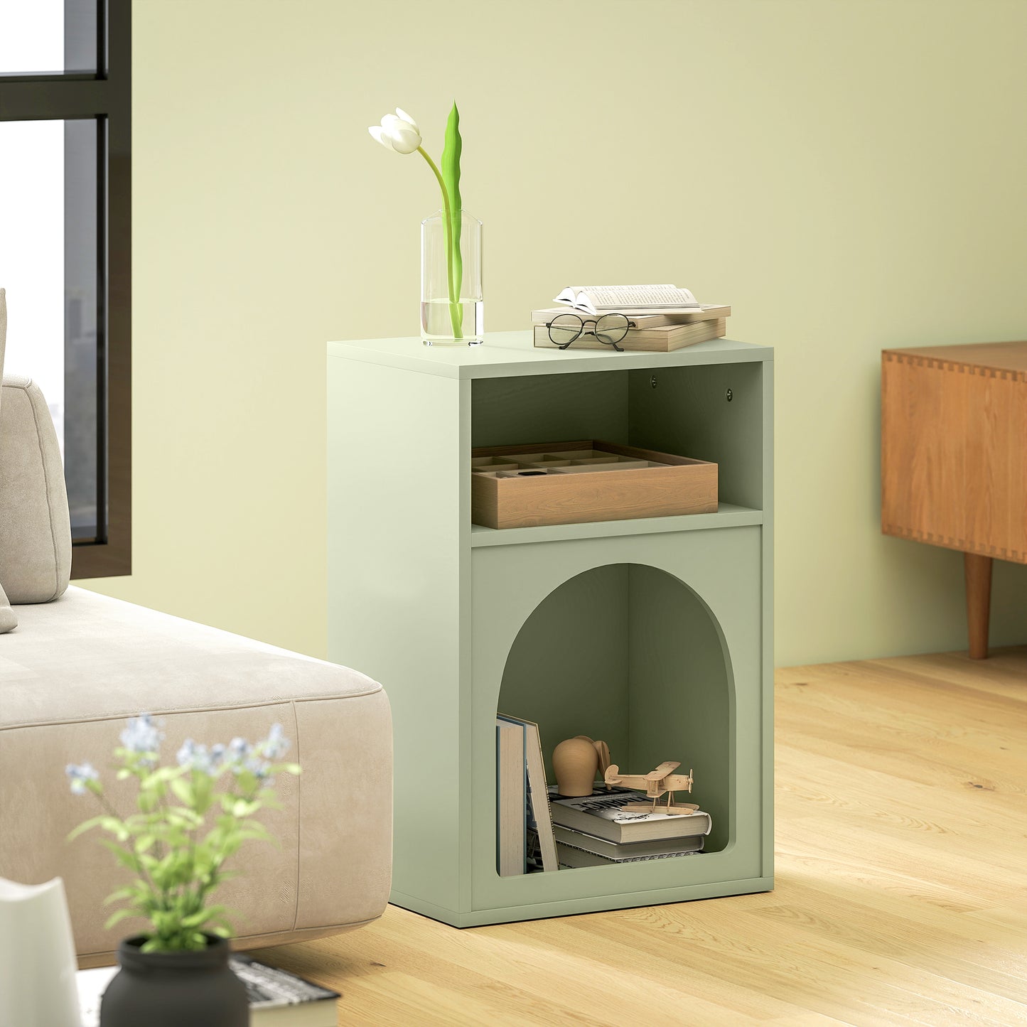 Bedside Table, Modern Bedside Cabinet for Bedroom, Light Green
