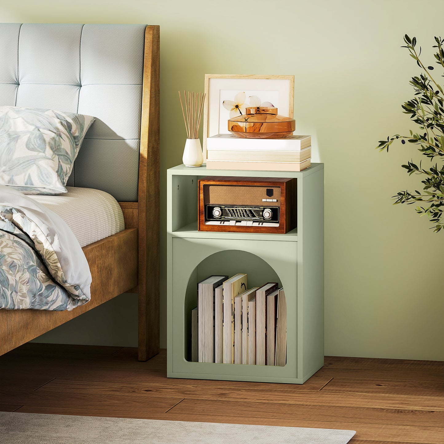 Bedside Table, Modern Bedside Cabinet for Bedroom, Light Green