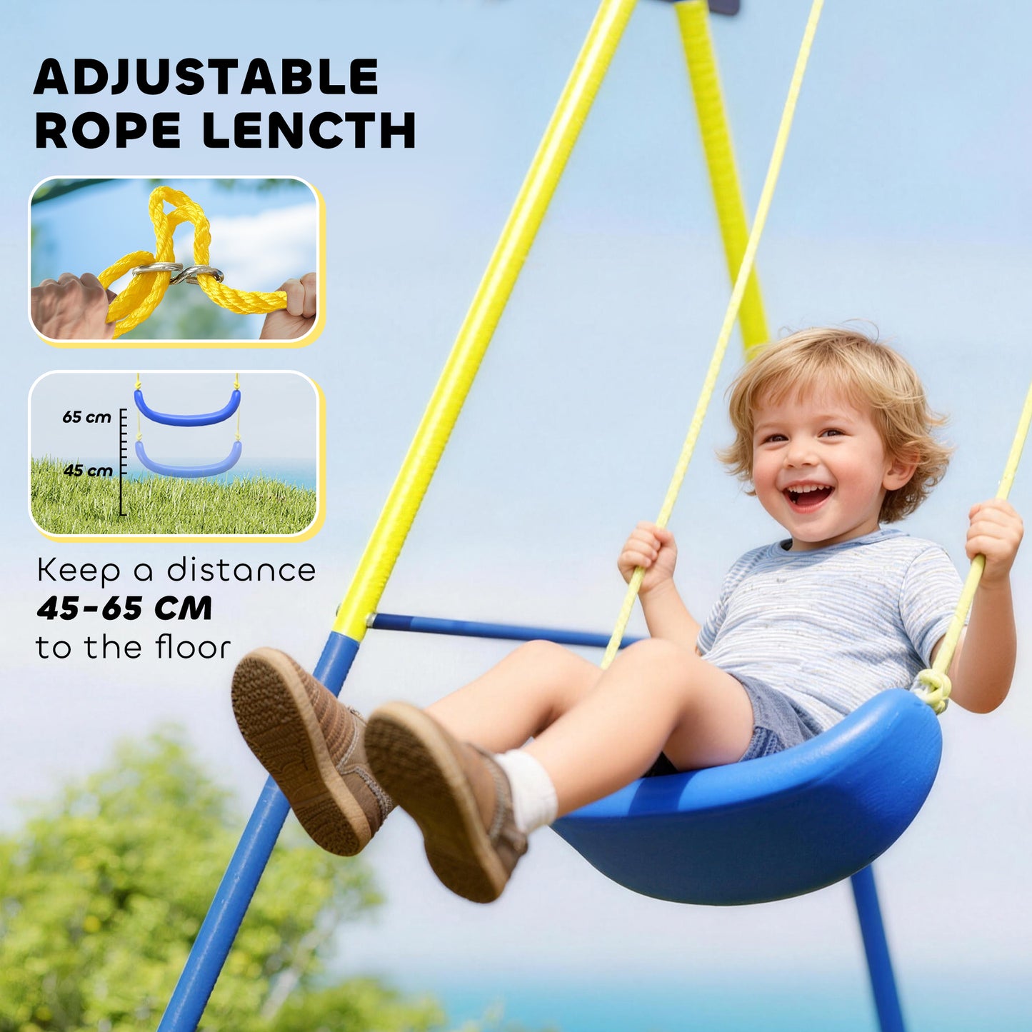 4-in-1 Kids Swing Set with Swing, Basketball Hoop, Football Goal