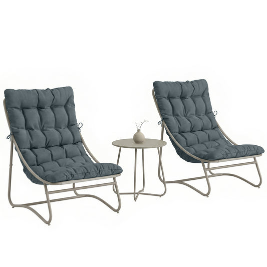 Garden Bistro Set, Bistro Table and Chairs w/ Cushions, Dark Grey