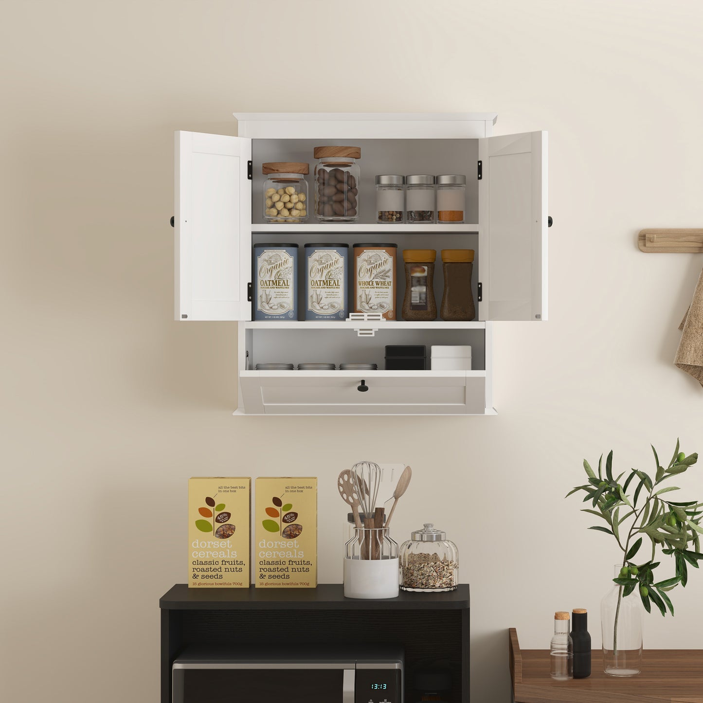 Bathroom Cabinet Wall Mounted with Adjustable Shelf, White