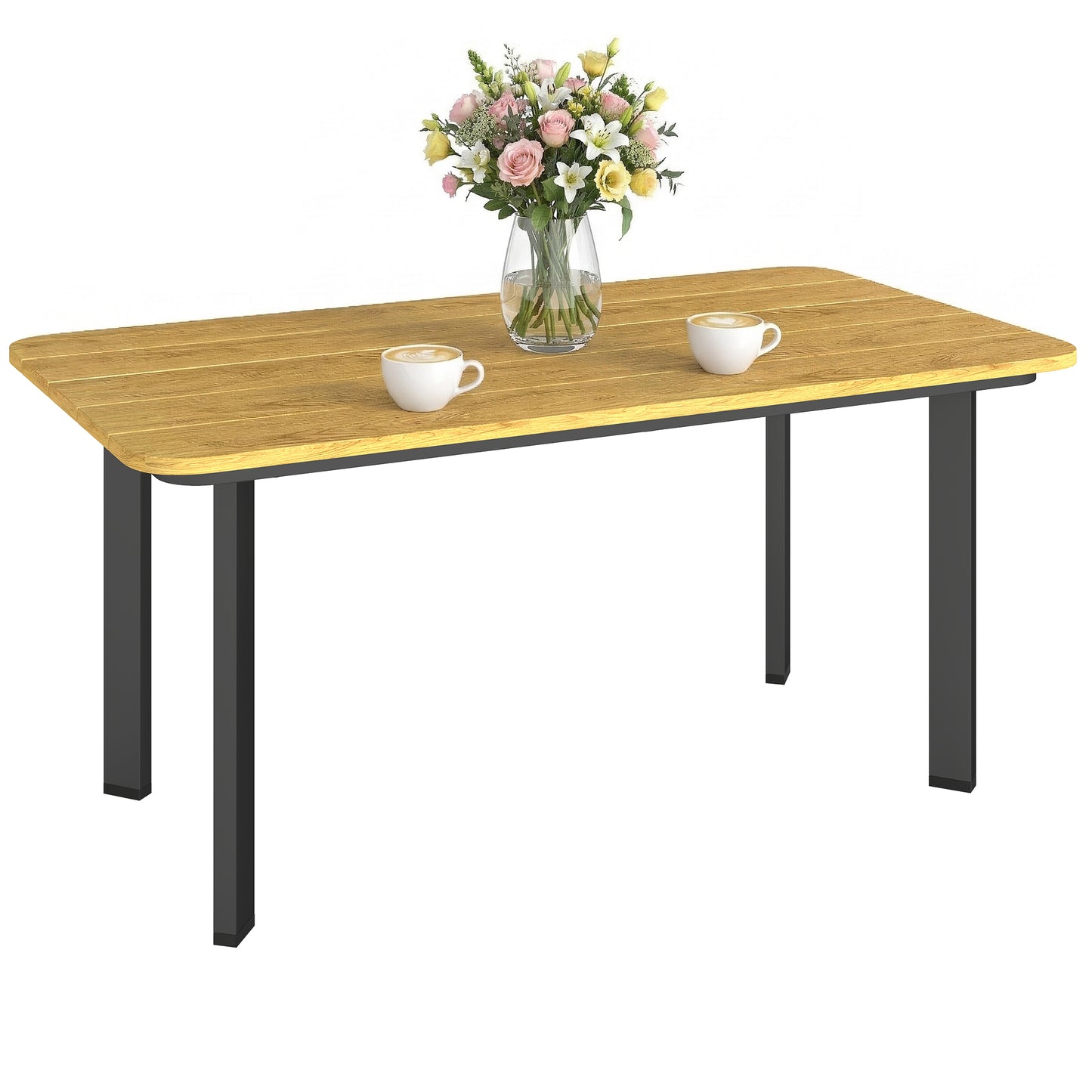Outdoor Coffee Table, Garden Table with Slatted WPC Top, Brown