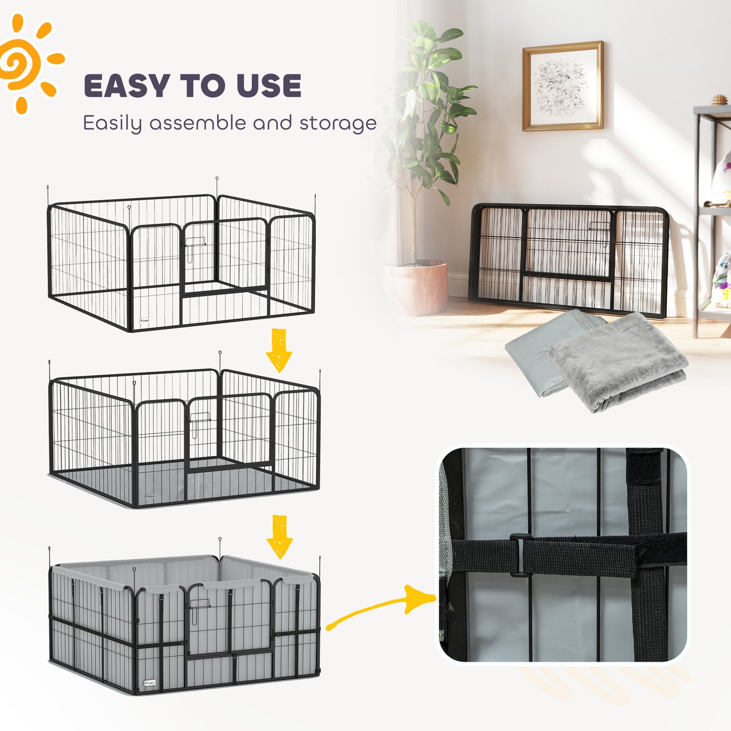 Whelping Box w/ Washable Whelping Pad, Wind-Resistant Cloth, Black