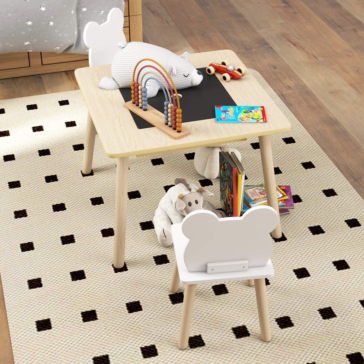 3-Piece Toddler Table and Chairs Set for Nursery, Playroom