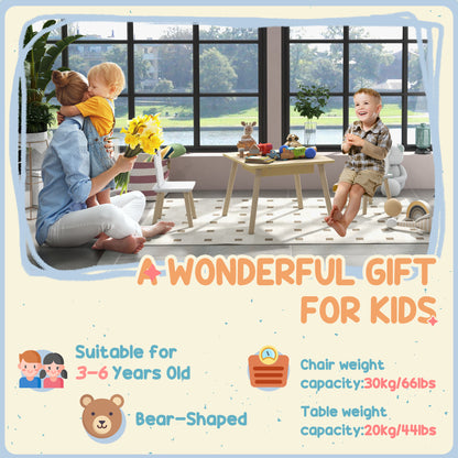 3-Piece Toddler Table and Chairs Set for Nursery, Playroom