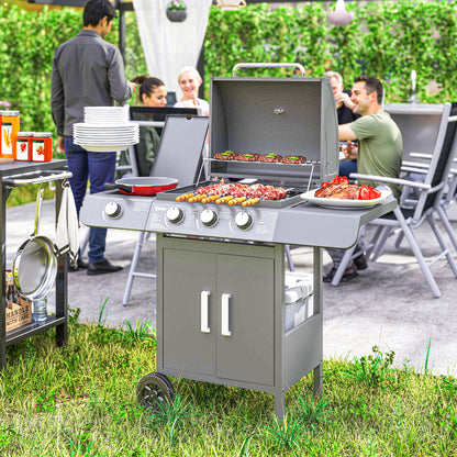 Gas Barbecue Grill 3+1 Burner Garden BBQ w/ Large Cooking Area