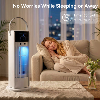 Tower Fan for Bedroom, 16 Inch Mist Desktop Fan with RGB Lights