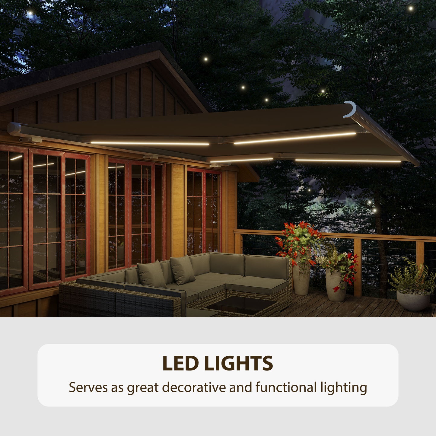 4x3m Full Cassette Electric/Manual Retractable Awning w/ LED Light