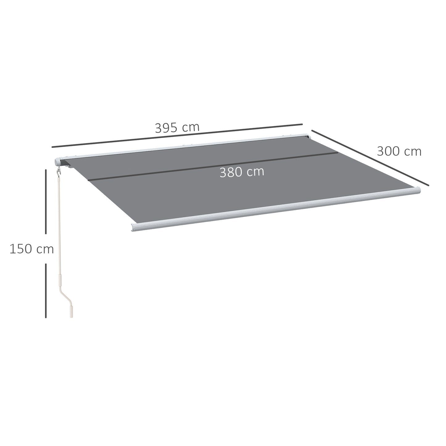 4x3m Full Cassette Electric/Manual Retractable Awning w/ LED Light