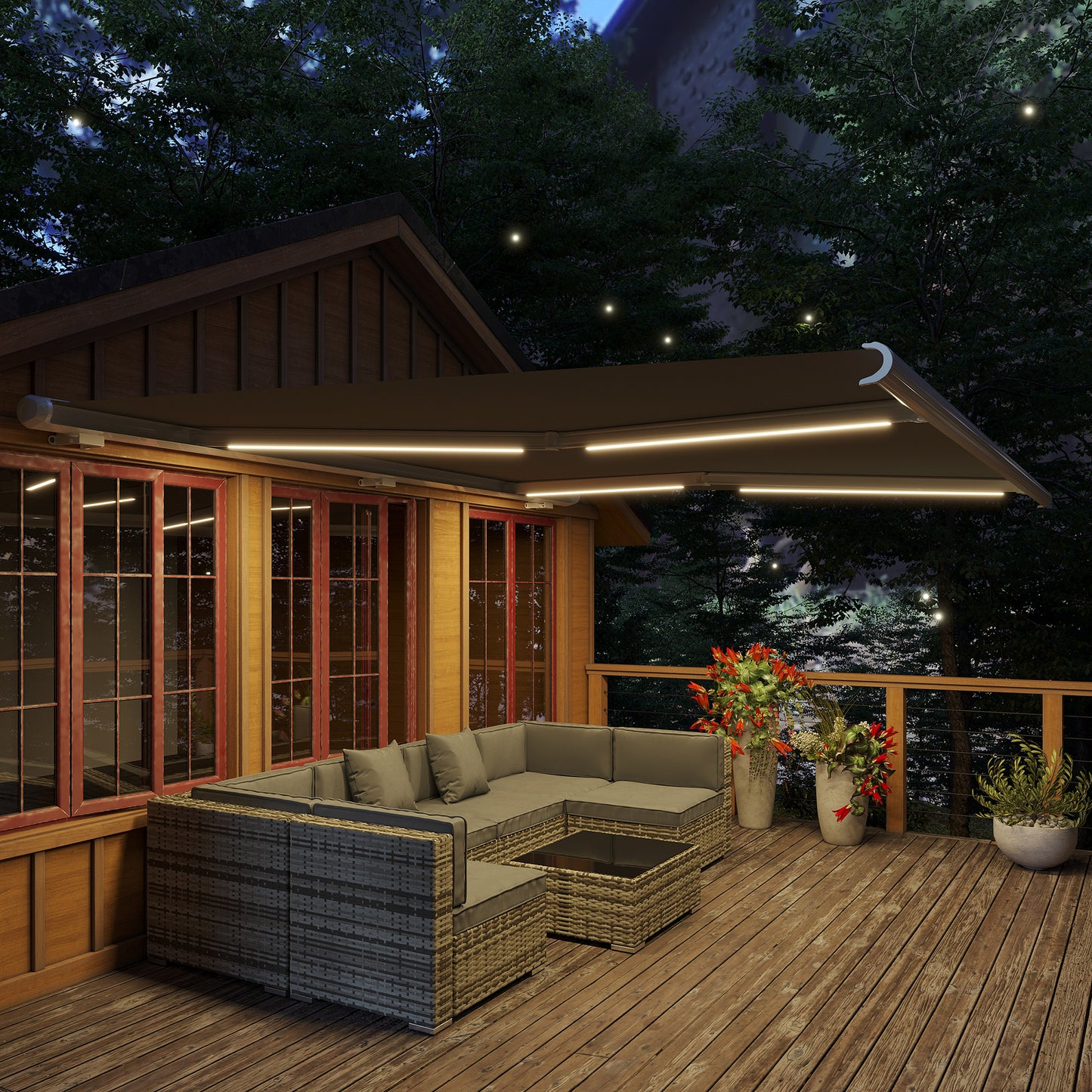 4x3m Full Cassette Electric/Manual Retractable Awning w/ LED Light